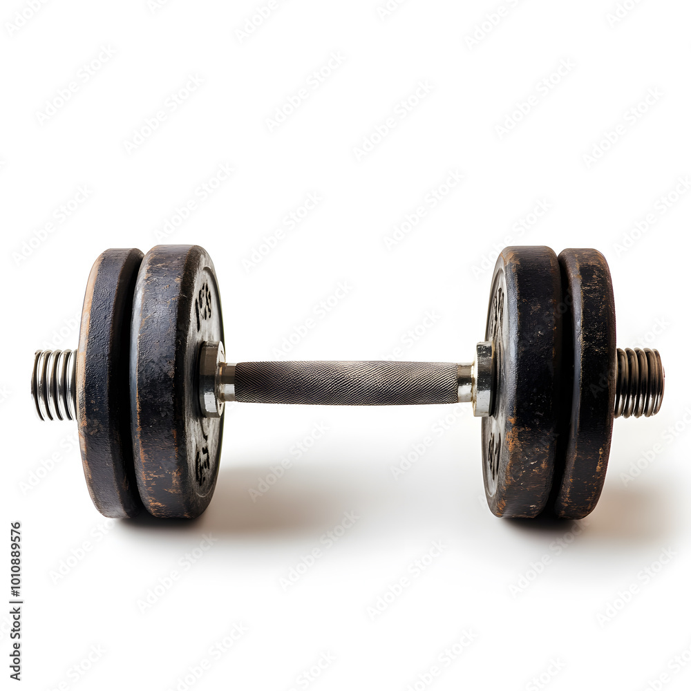 Fototapeta premium Black Fitness Dumbbell Isolated On White Background