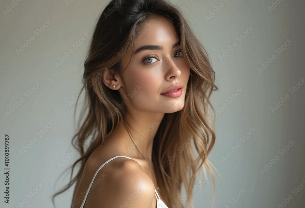 Close-Up Portrait of a Confident Woman with a Captivating Expression Close-Up Portrait of a Confident Woman with a Captivating Expression