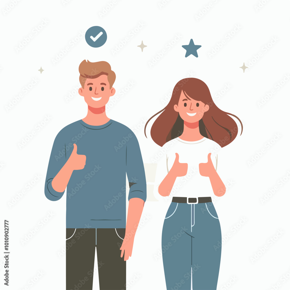 flat illustration of a person character raising a thumbs up flat illustration of a person character raising a thumbs up