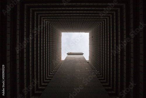 Hong Kong, China - Landscape of buildings against the sky taken from directly below