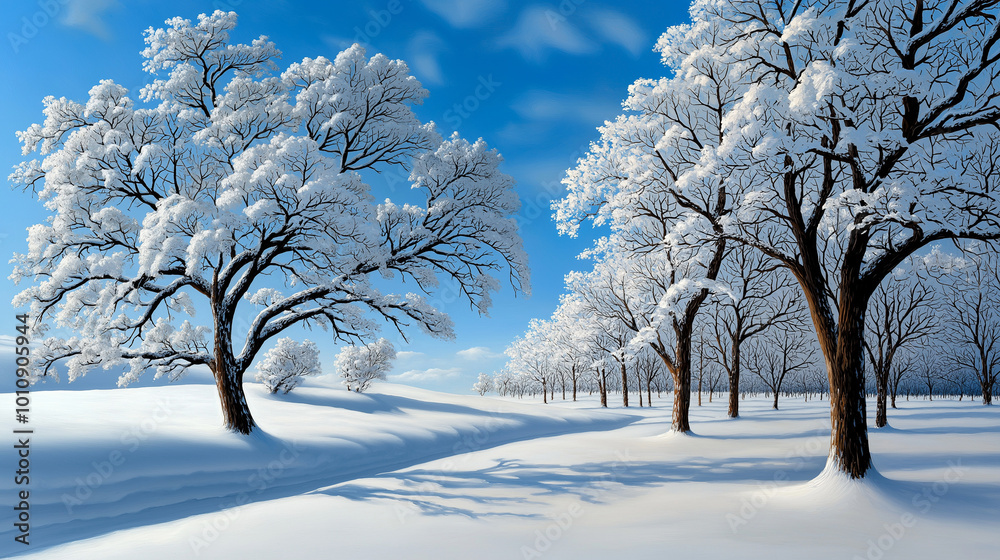 Φωτογραφία A serene nature scene of a snowy winter landscape, with crisp, clear details of
