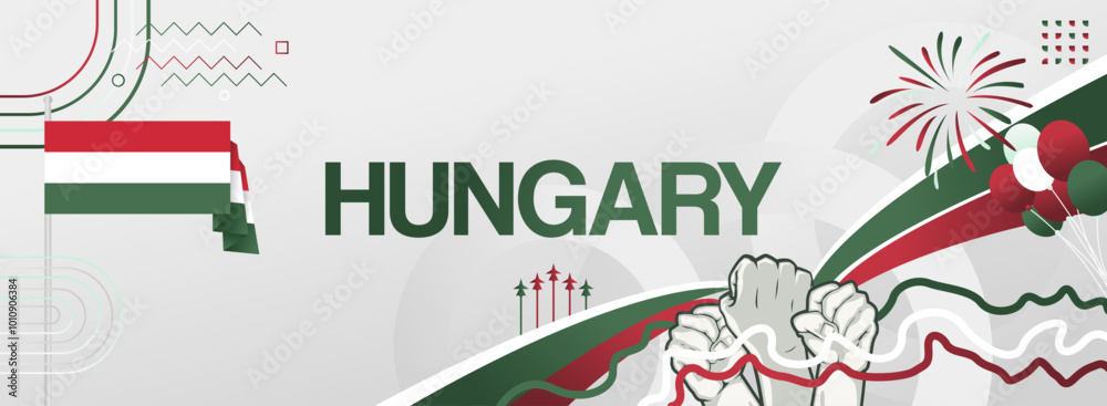 Hungary national day modern banner. Abstract art backgrounds for ...