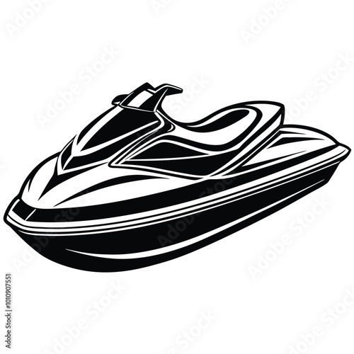 A jet ski athlete was riding a competitive jet ski. Vector illustration isolated on a white background for t-shirt print, icon, logo, label, patch or sticker