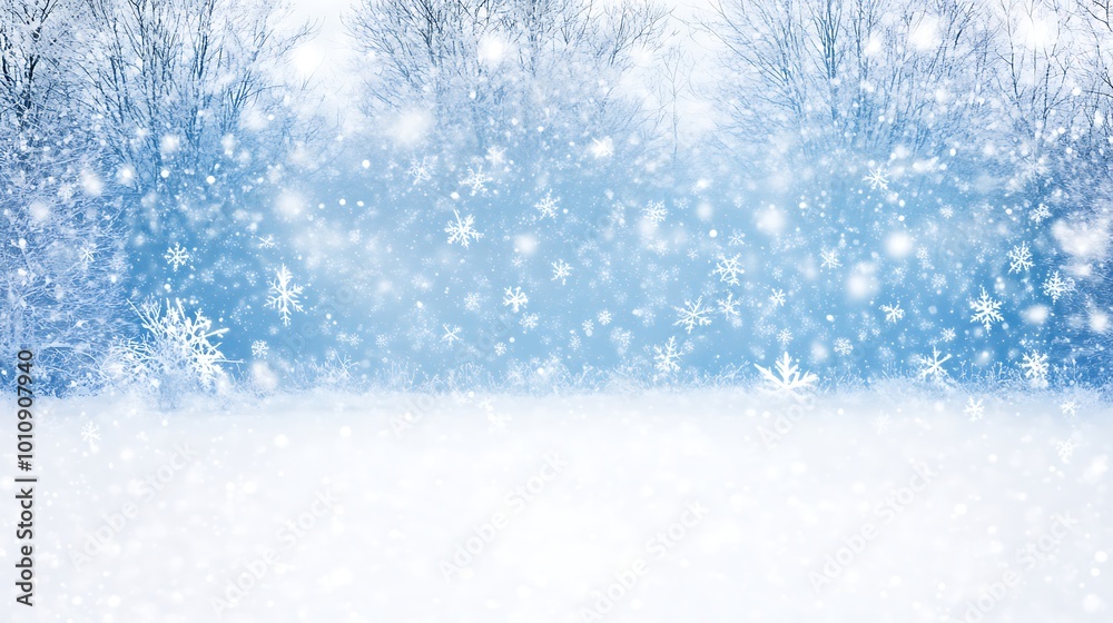 A peaceful winter wonderland with gently falling snow and icy blue hues, highlighting the beauty of the holiday season. A peaceful winter wonderland with gently falling snow and icy blue hues, highlighting the beauty of the holiday season.