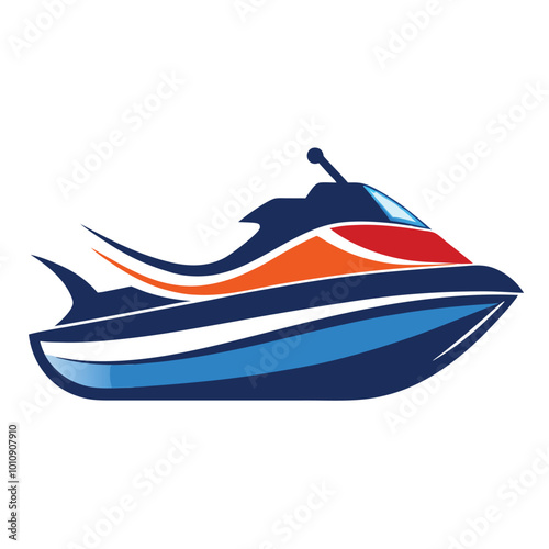 A jet ski athlete was riding a competitive jet ski. Vector illustration isolated on a white background for t-shirt print, icon, logo, label, patch or sticker