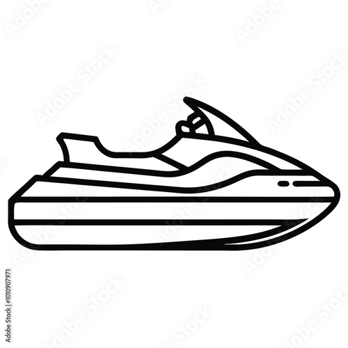 A jet ski athlete was riding a competitive jet ski. Vector illustration isolated on a white background for t-shirt print, icon, logo, label, patch or sticker