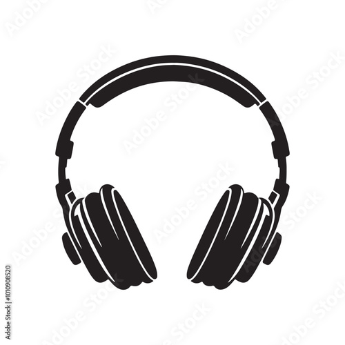 Headphone silhouette vector illustration on white background