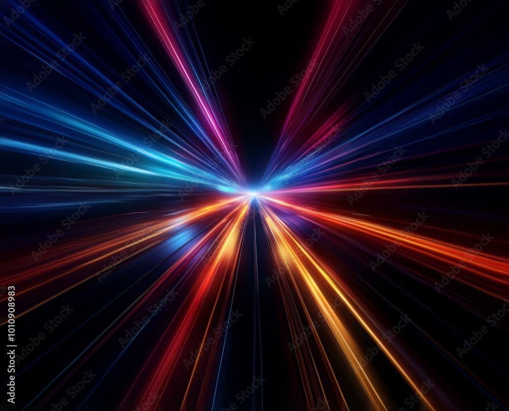 Abstract background with colorful streaks of light converging in the center. Abstract background with colorful streaks of light converging in the center.