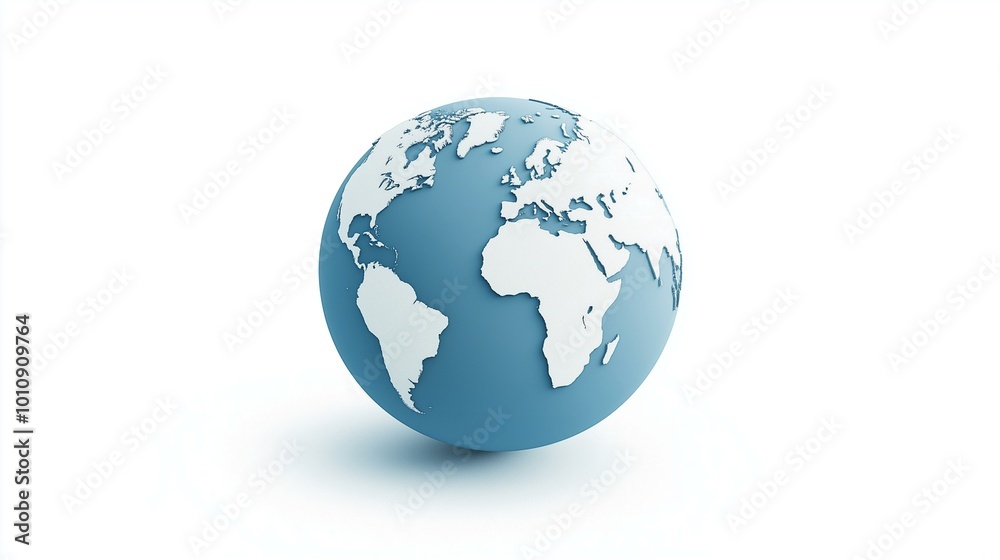 3D Render of Globe with White Highlights on Isolated Background Showing Continents 3D Render of Globe with White Highlights on Isolated Background Showing Continents