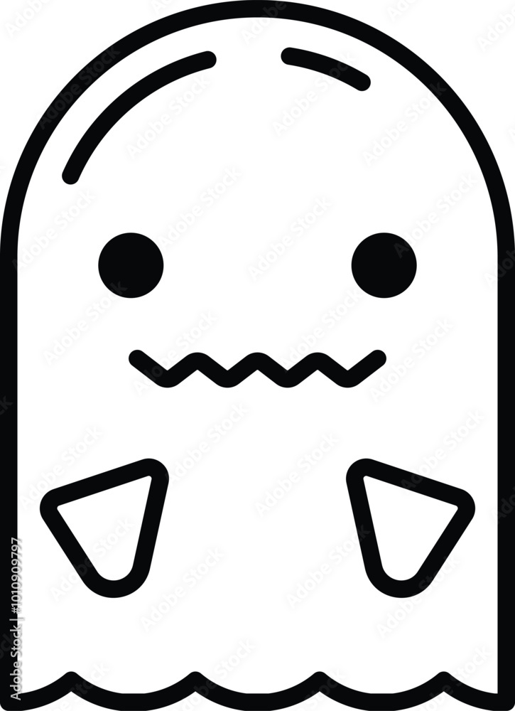 A cartoon ghost with eyes and a mouth. The ghost is holding a blue object. The ghost has a creepy, scary appearance A cartoon ghost with eyes and a mouth. The ghost is holding a blue object. The ghost has a creepy, scary appearance