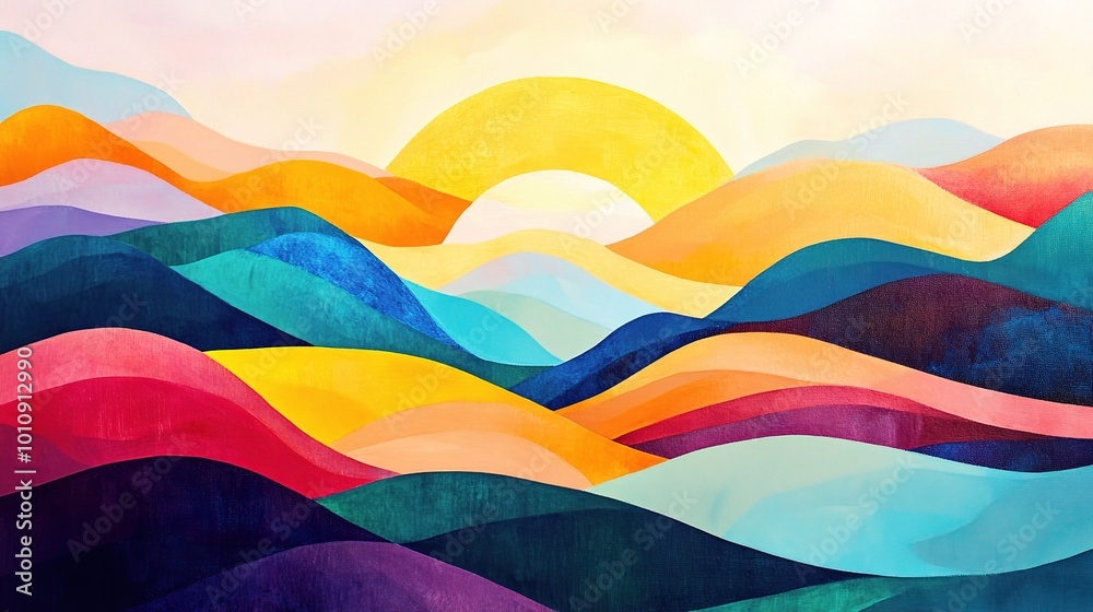 Vibrant Abstract Landscape with Colorful Waves Vibrant Abstract Landscape with Colorful Waves