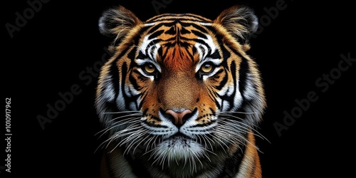 A dark backdrop with a colored image of a tiger