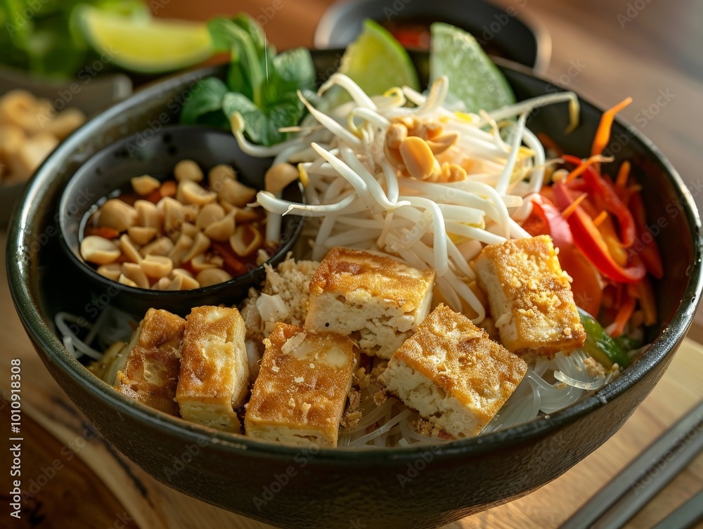 Delicious Vietnamese Food with Tofu and Bean Sprouts Delicious Vietnamese Food with Tofu and Bean Sprouts