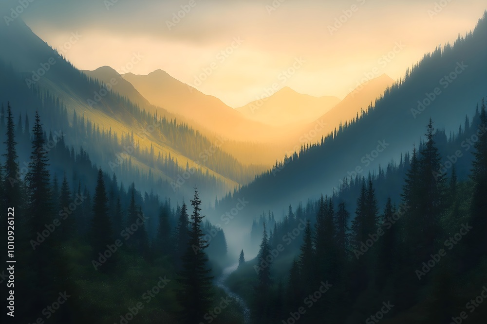 Mountain Range Rising Up From the Middle of a Vast, Dark Forest, Landscape Photography Mountain Range Rising Up From the Middle of a Vast, Dark Forest, Landscape Photography