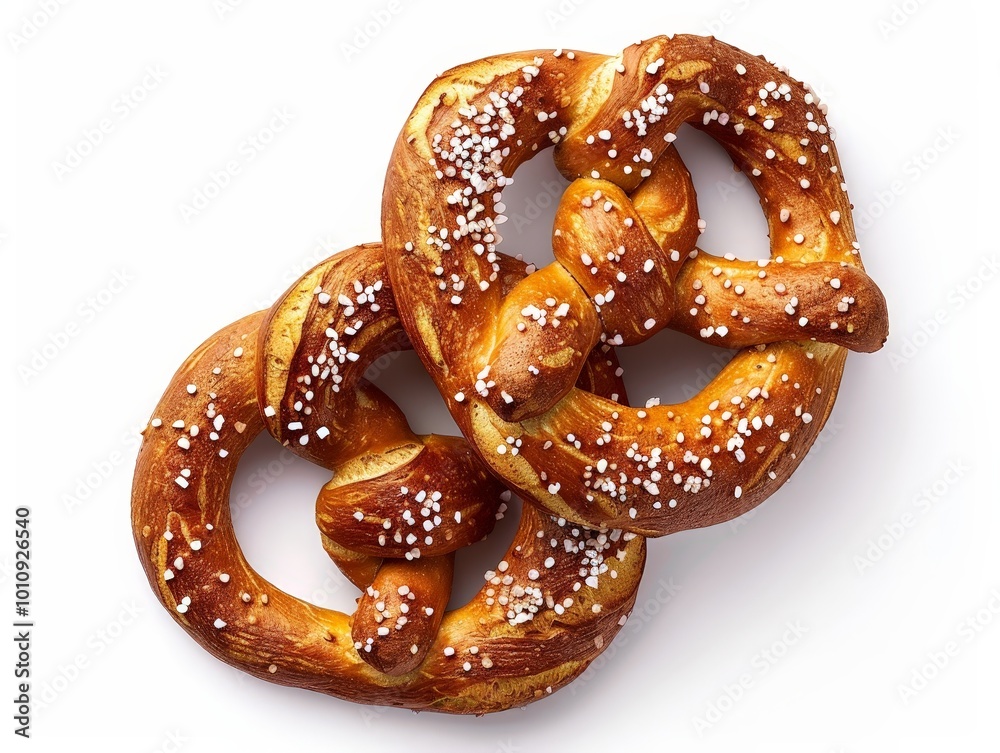 Two Delicious Pretzels with Salt Isolated On White Background Two Delicious Pretzels with Salt Isolated On White Background