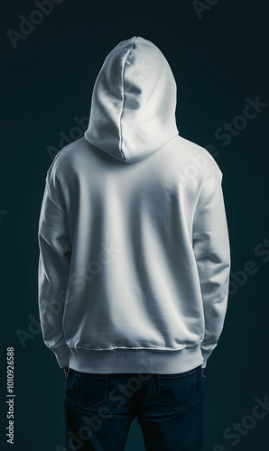 A white hoodie sweatshirt mock up back view, isolated on white background