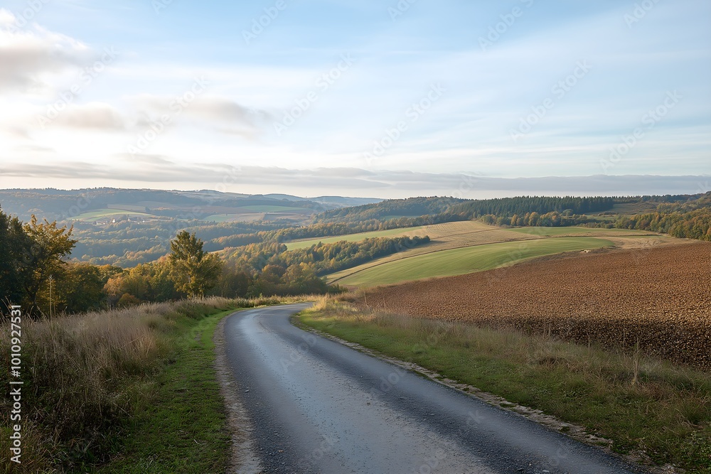 High Up in a Hill Landscape, Road Landscape Photography High Up in a Hill Landscape, Road Landscape Photography