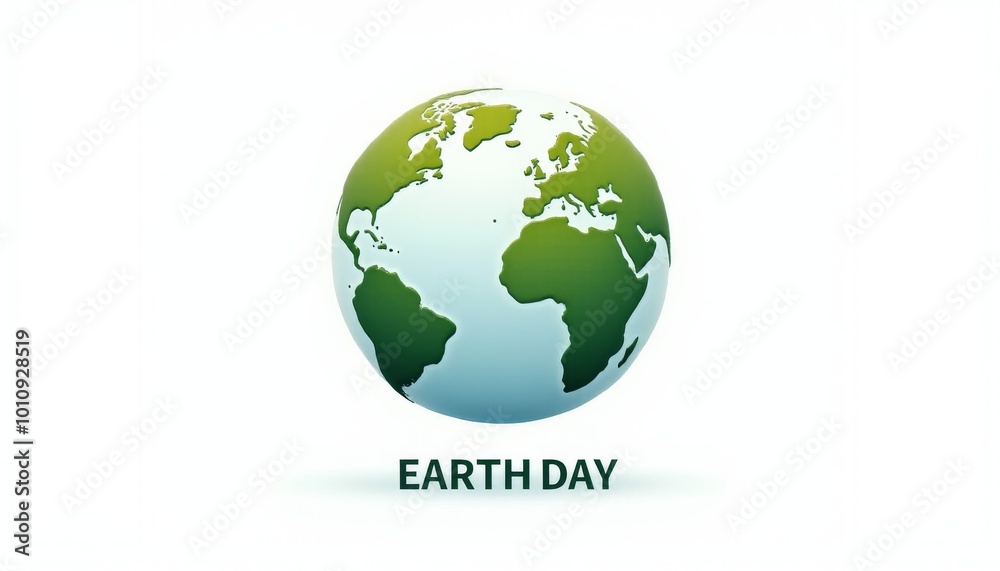 A green and blue Earth Day logo with a globe on it