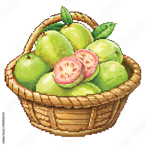 Guavas in Basket - Pixelated