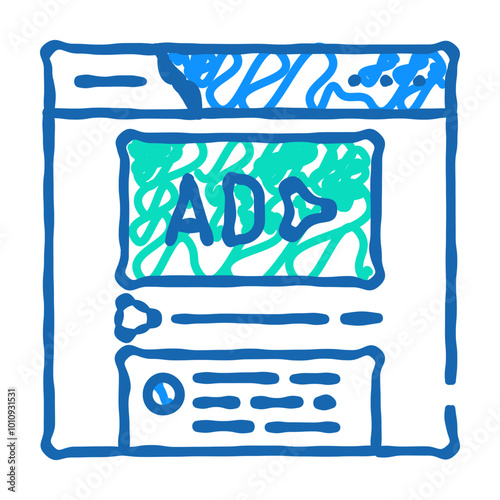 sponsored content doodle icon sketch vector. sponsored content sign. isolated symbol illustration