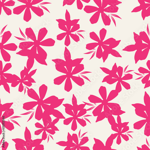 White background vector seamless pattern with delicate flowers for textile and fabric print and other uses.