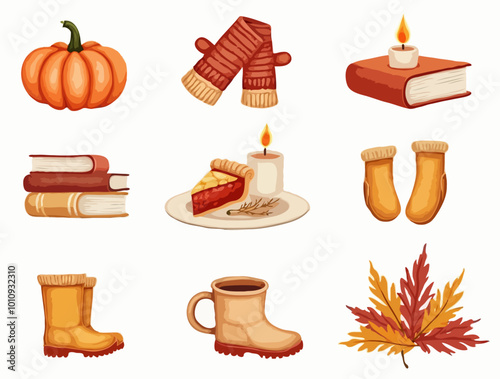 Klassische Herbstsymbole in Illustrationen