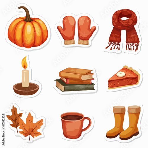 Klassische Herbstsymbole in Illustrationen