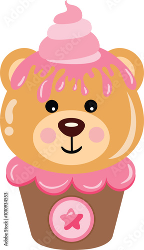Sweet teddy bear ice cream in paper round box