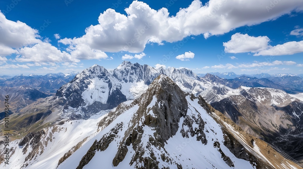 High Altitude View of Snowy Mountain Range High Altitude View of Snowy Mountain Range