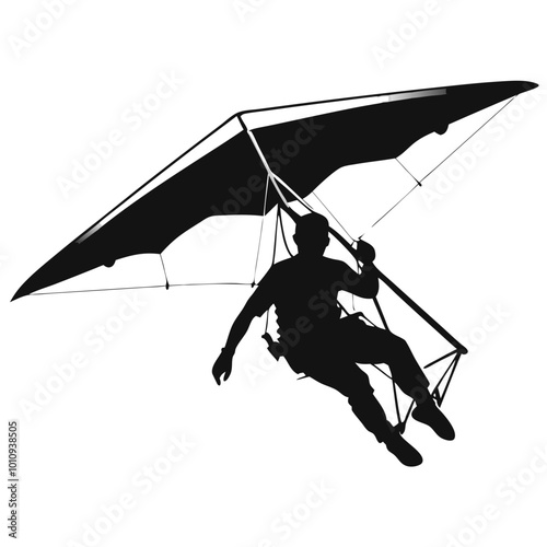 Hang Gliding Silhouette: Soaring High - A bold silhouette of a hang glider in flight, capturing the thrill of freedom and adventure. The image evokes a sense of daring and exploration.