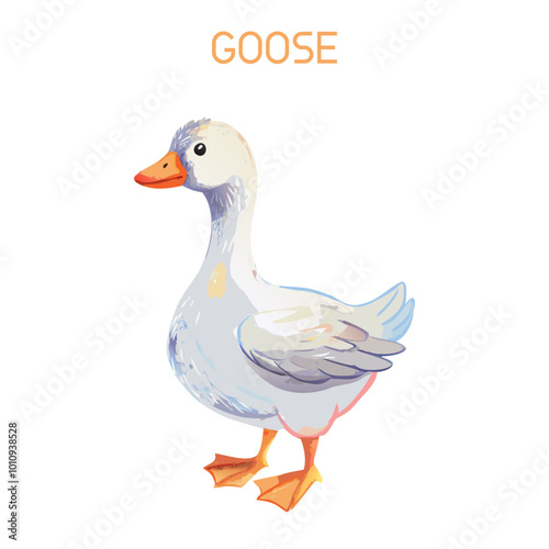 Hand Draw Cute Goose Vector Illustration 