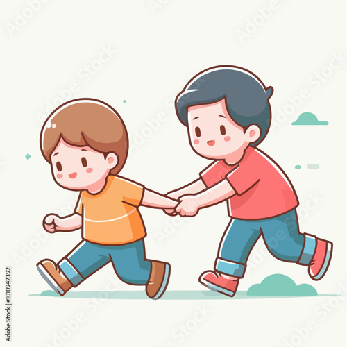 children pulling their friends