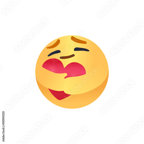 Social Media Care Emoji Hugging a Heart for Post and Story Reactions Vector Design