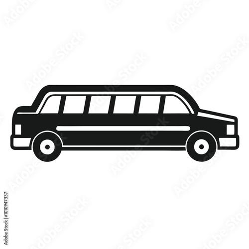 Black luxurious limousine vector silhouette illustration isolated on a white background. Premium people transportation concept.