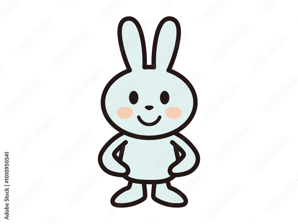 仁王立ちするかわいいうさぎさんのイラスト 仁王立ちするかわいいうさぎさんのイラスト