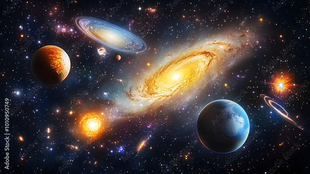 A breathtaking image of the universe showing colorful galaxies, stars, and planets, space, cosmos, astronomy, galaxy A breathtaking image of the universe showing colorful galaxies, stars, and planets, space, cosmos, astronomy, galaxy