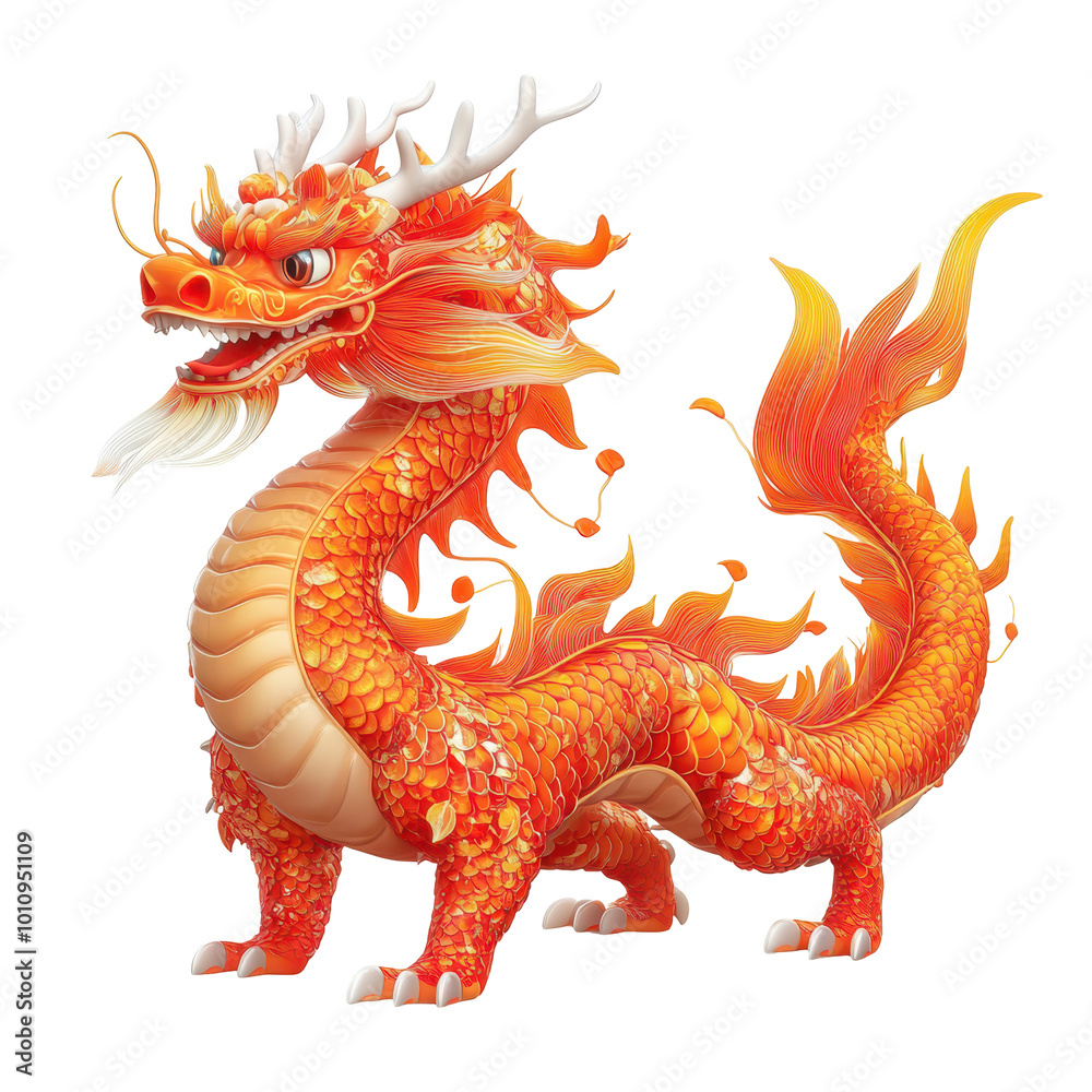 Fiery orange dragon with intricate scales and flowing mane, isolated on white. Concept of mythology, strength, and fantasy.
Fiery orange dragon with intricate scales and flowing mane, isolated on white. Concept of mythology, strength, and fantasy.