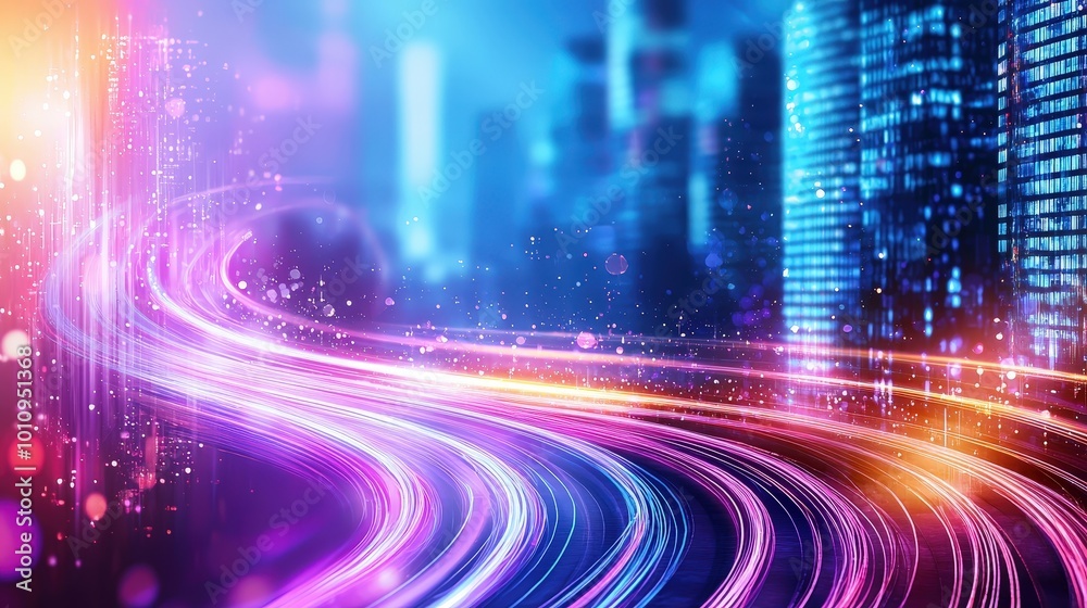 Obraz premium Vibrant City Lights and Motion Blur at Night