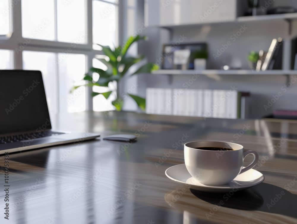 A cozy workspace with a cup of coffee on a table beside a laptop and indoor plants in a well-lit room during daytime A cozy workspace with a cup of coffee on a table beside a laptop and indoor plants in a well-lit room during daytime