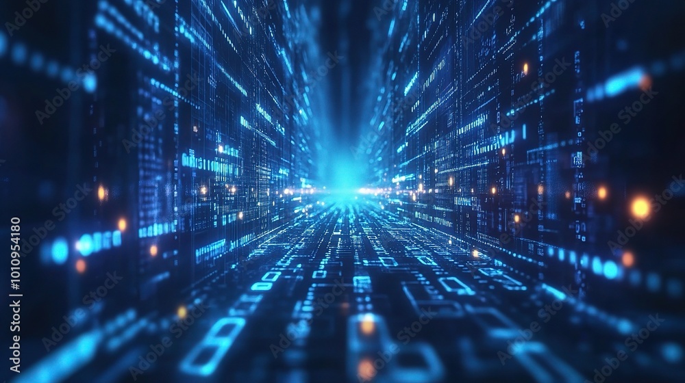 Abstract Digital Data Flow in Blue Light Abstract Digital Data Flow in Blue Light