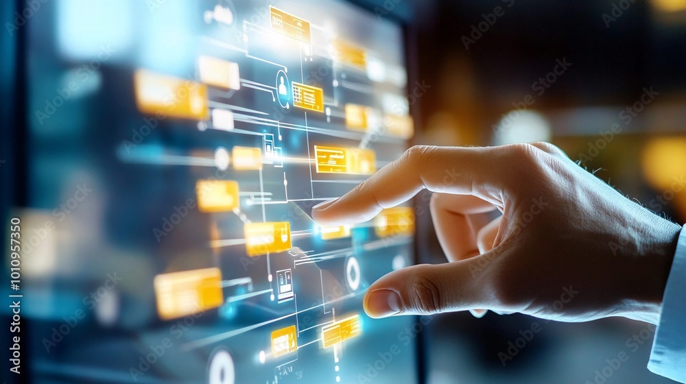 Businessman Analyzing Complex Digital Gantt Chart Businessman Analyzing Complex Digital Gantt Chart