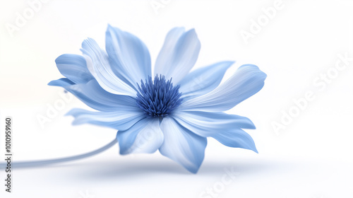 A blue flower with a white stem