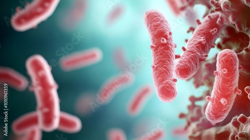 Archaeal prokaryotes thriving in acidic environments, acidophiles, 3D rendering