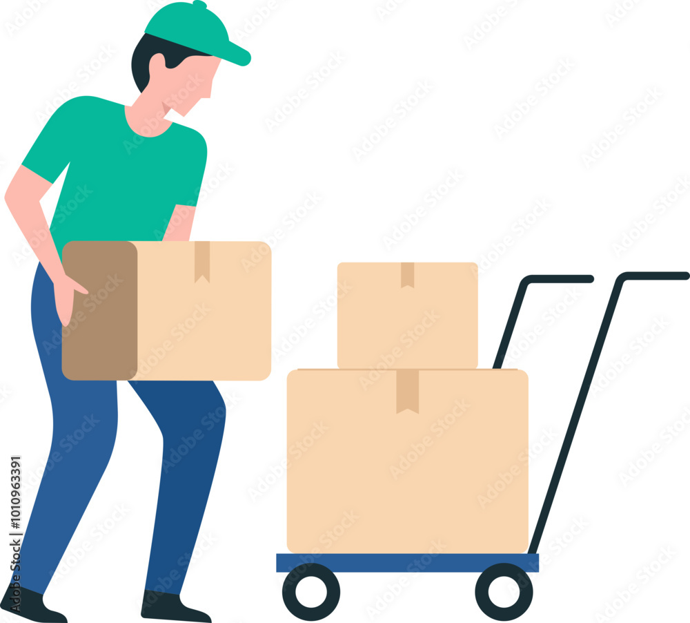 Efficient Box Handling with Trolley by Warehouse Staff. Warehouse Staff Moving Pallets. Efficient Box Handling with Trolley by Warehouse Staff. Warehouse Staff Moving Pallets.