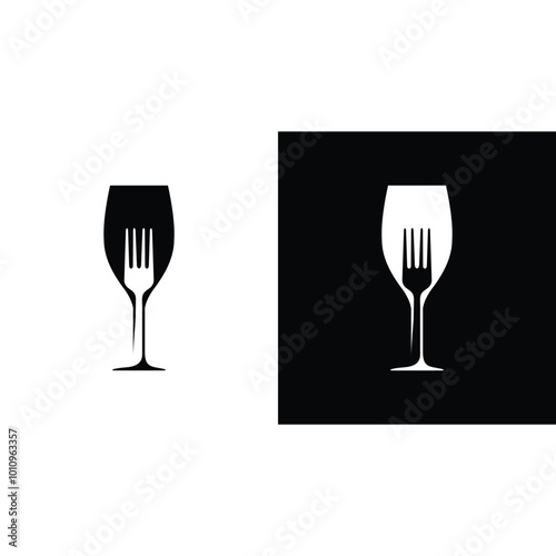 fork and wine glass logo design template