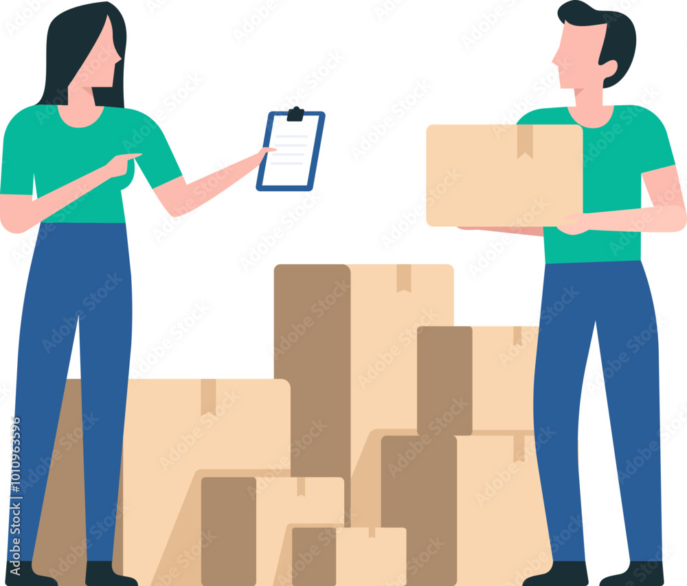 Warehouse Employees Moving and Stacking Boxes for Distribution. Warehouse Employees Moving and Stacking Boxes for Distribution.