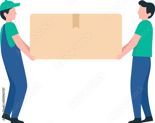 Logistics Team Lifting Boxes for Efficient Inventory Management. Delivery Staff.  Warehouse Worker.