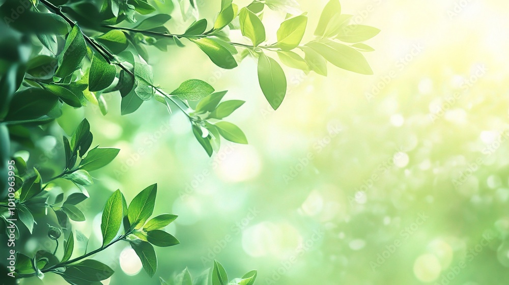 Lush Green Leaves with Soft Light Background Lush Green Leaves with Soft Light Background
