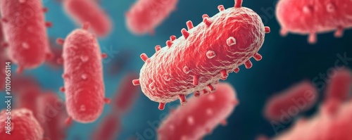 Bacterial nutrient uptake through cell membrane, active transport, 3D illustration