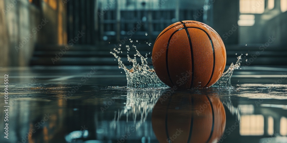 Basketball in Puddle Basketball in Puddle